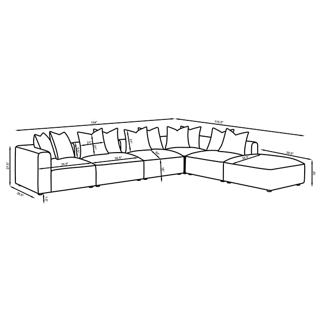 Jennifer 6 - piece Tight Seat Modular Sectional Grey - 551594 - SET - image - 17