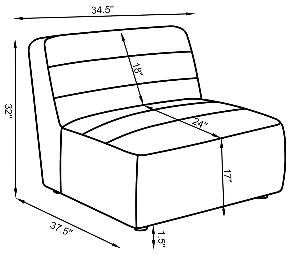 Armless Chair - Sunny Upholstered  Armless Chair Natural