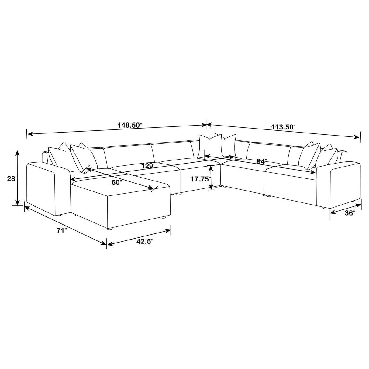 Freddie 7 - piece Upholstered Modular Sectional Pearl - 551641 - SET - image - 18