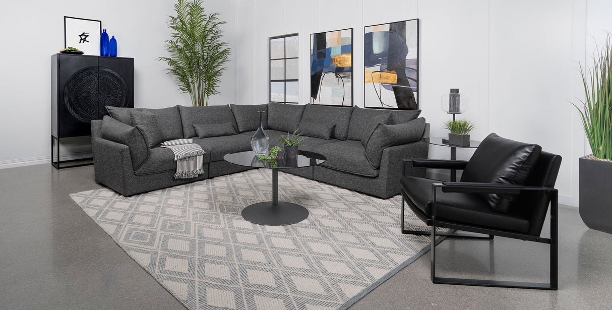 Sasha 5 - piece Upholstered Modular Sectional Sofa Barely Black | Coaster | Home Elegance USA