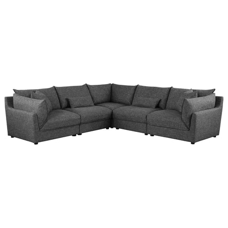 Sasha 5 - piece Upholstered Modular Sectional Sofa Barely Black - 551681 - SETA - image - 1