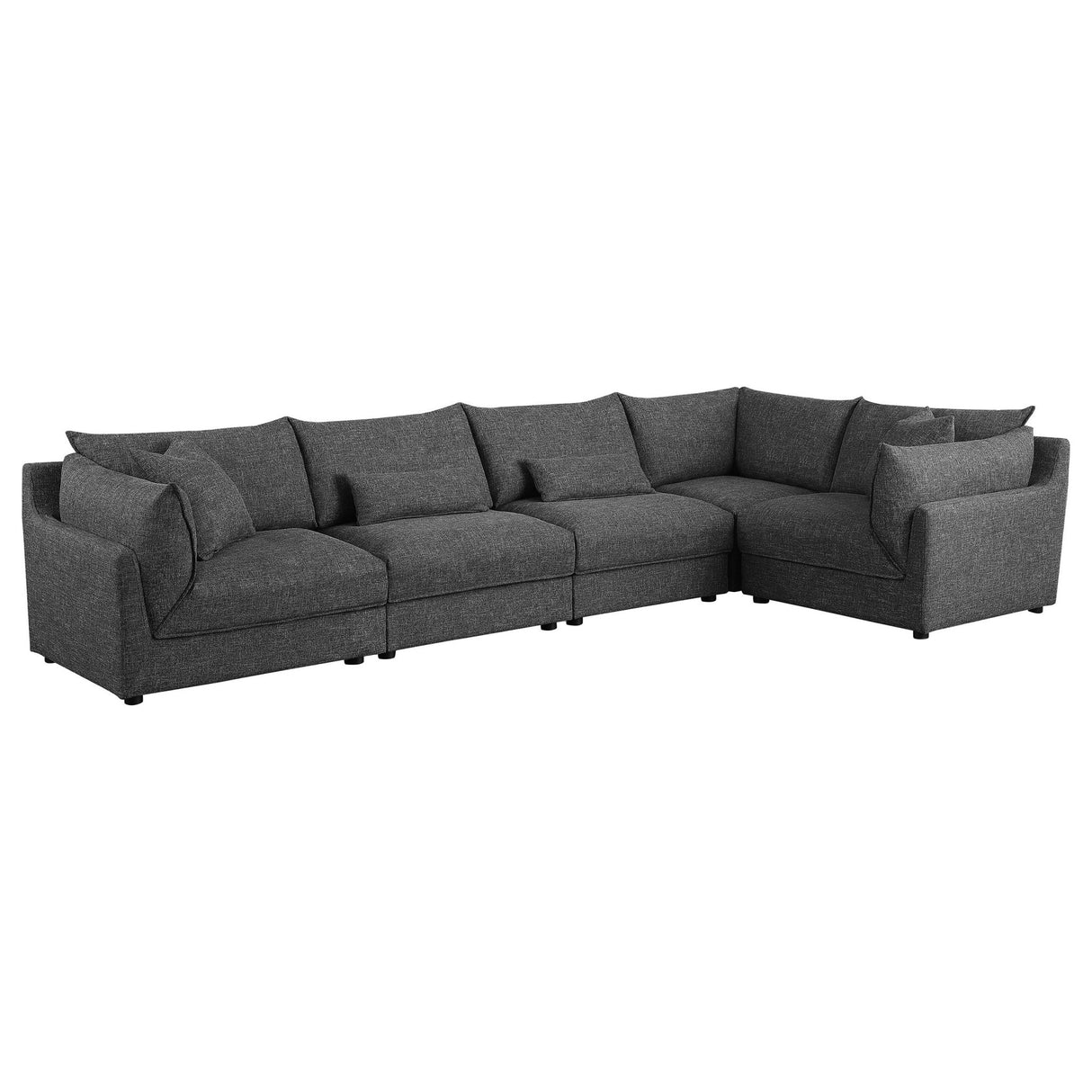 Sasha 5 - piece Upholstered Modular Sectional Sofa Barely Black | Coaster | Home Elegance USA