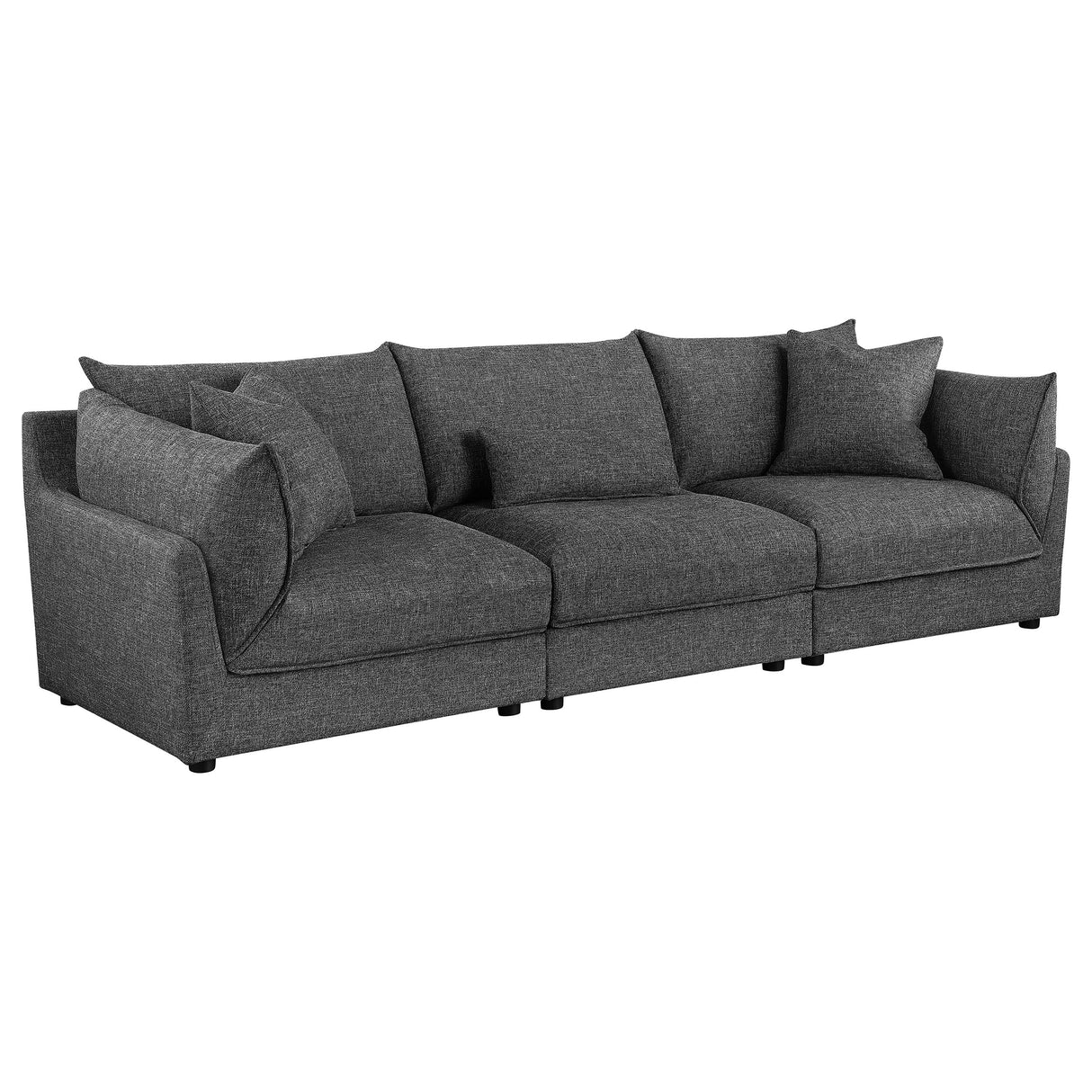 Sofa - Sasha 3-Piece Upholstered Sofa Barely Black