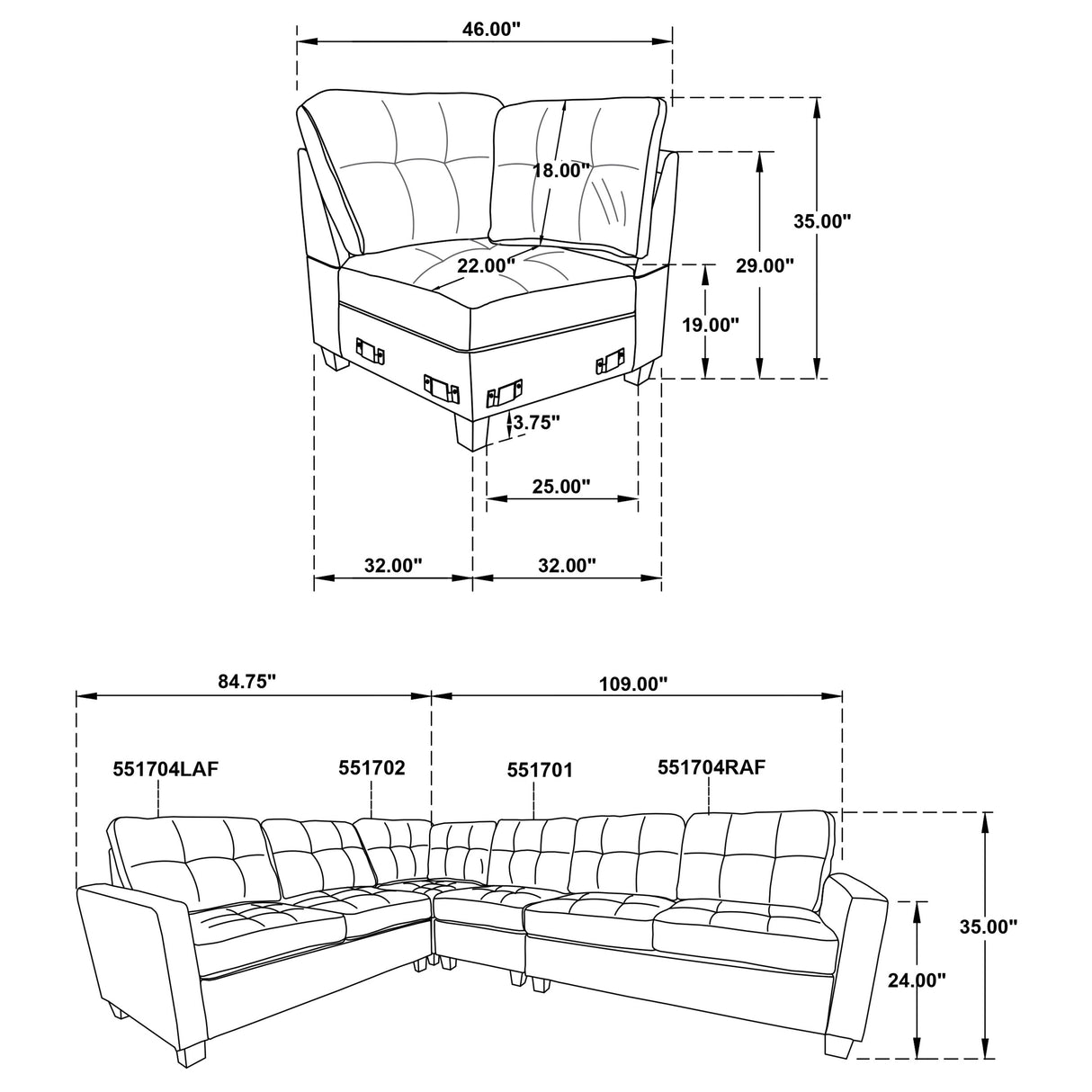 Modular Sectional 4 Pc Set - Georgina 4-piece Upholstered Modular Sectional Sofa Steel Grey