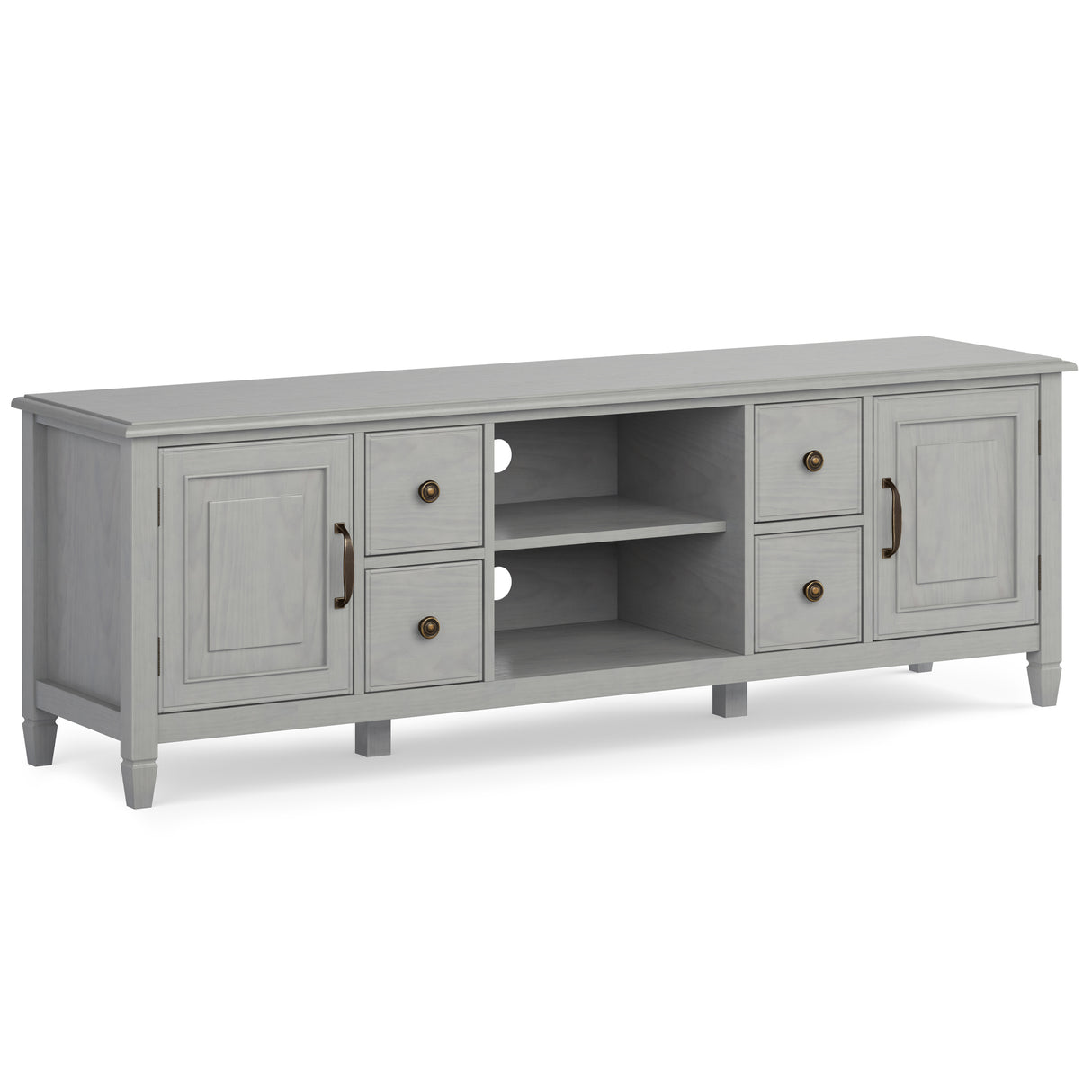 Connaught 72 inch Wide Solid Wood TV Stand in Fog Grey For TVs up to 80 inches