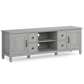 Connaught 72 inch Wide Solid Wood TV Stand in Fog Grey For TVs up to 80 inches - sold by Home Elegance USA