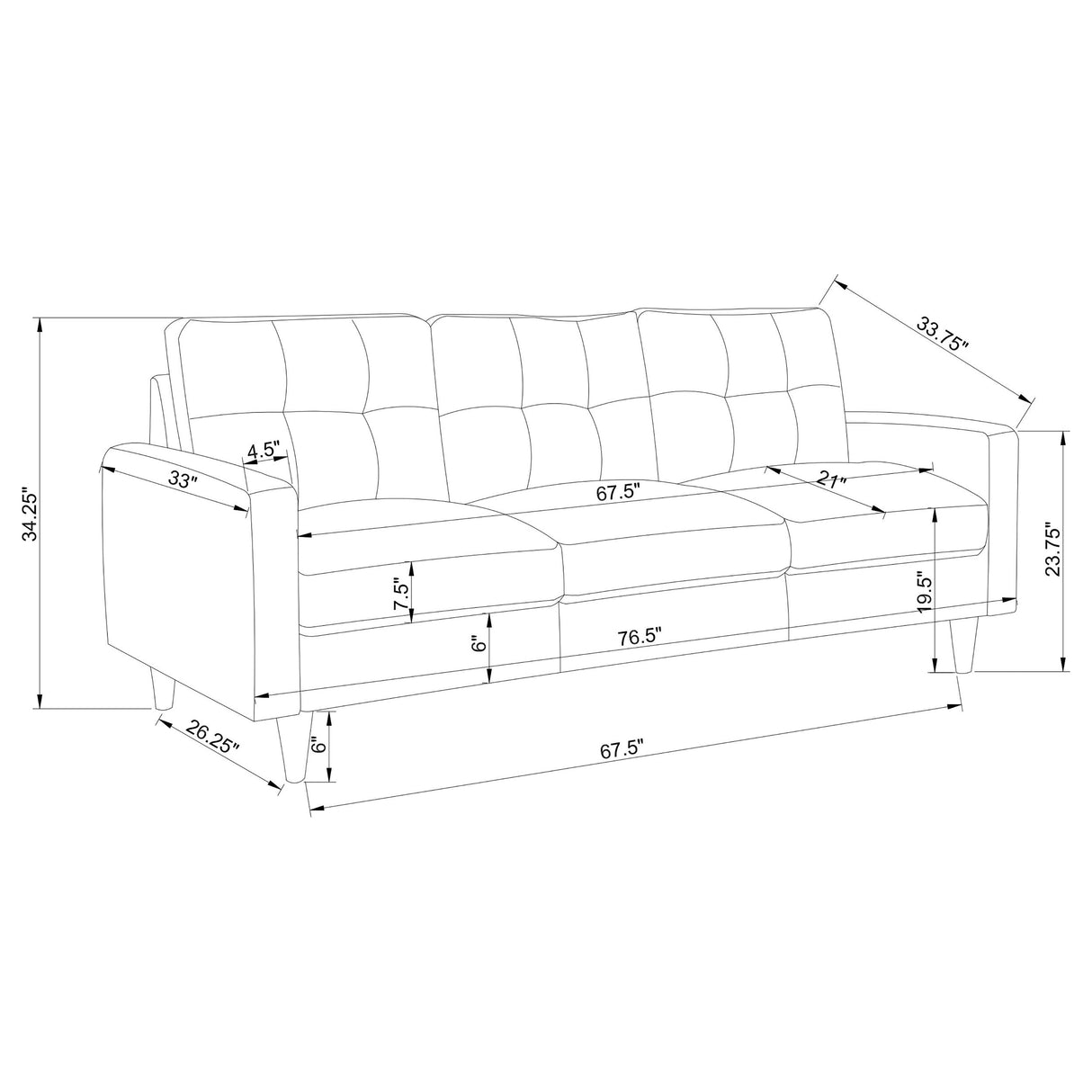 Sofa - Watsonville Tufted Back Sofa Grey