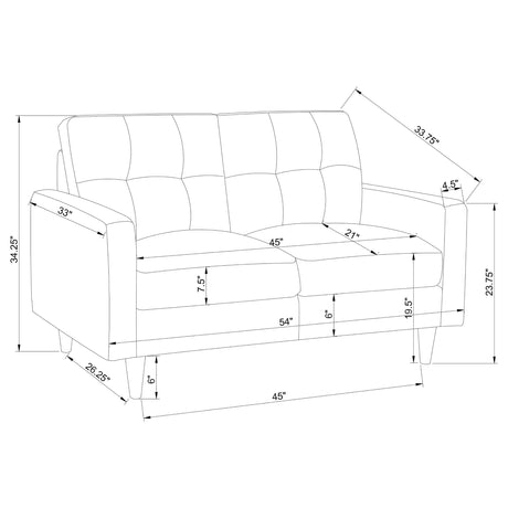 Loveseat - Watsonville Tufted Back Loveseat Grey