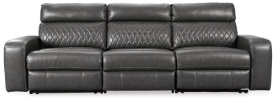 Ashley Gray Samperstone 55203S4 3 - Piece Power Reclining Sectional Sofa - Faux Leather | Home Elegance USA