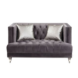 Acme - Hegio Loveseat W/2 Pillows 55266 Gray Velvet