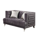 Acme - Hegio Loveseat W/2 Pillows 55266 Gray Velvet