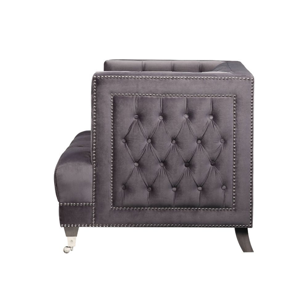 Acme - Hegio Chair W/Pillow 55267 Gray Velvet