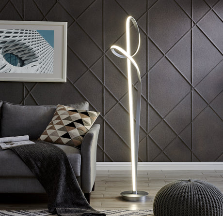 Budapest Dimmable LED 63" Tall Floor Lamp // Silver  | Finesse -  Home Elegance USA