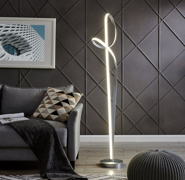 Budapest Dimmable LED 63" Tall Floor Lamp // Silver  | Finesse -  Home Elegance USA