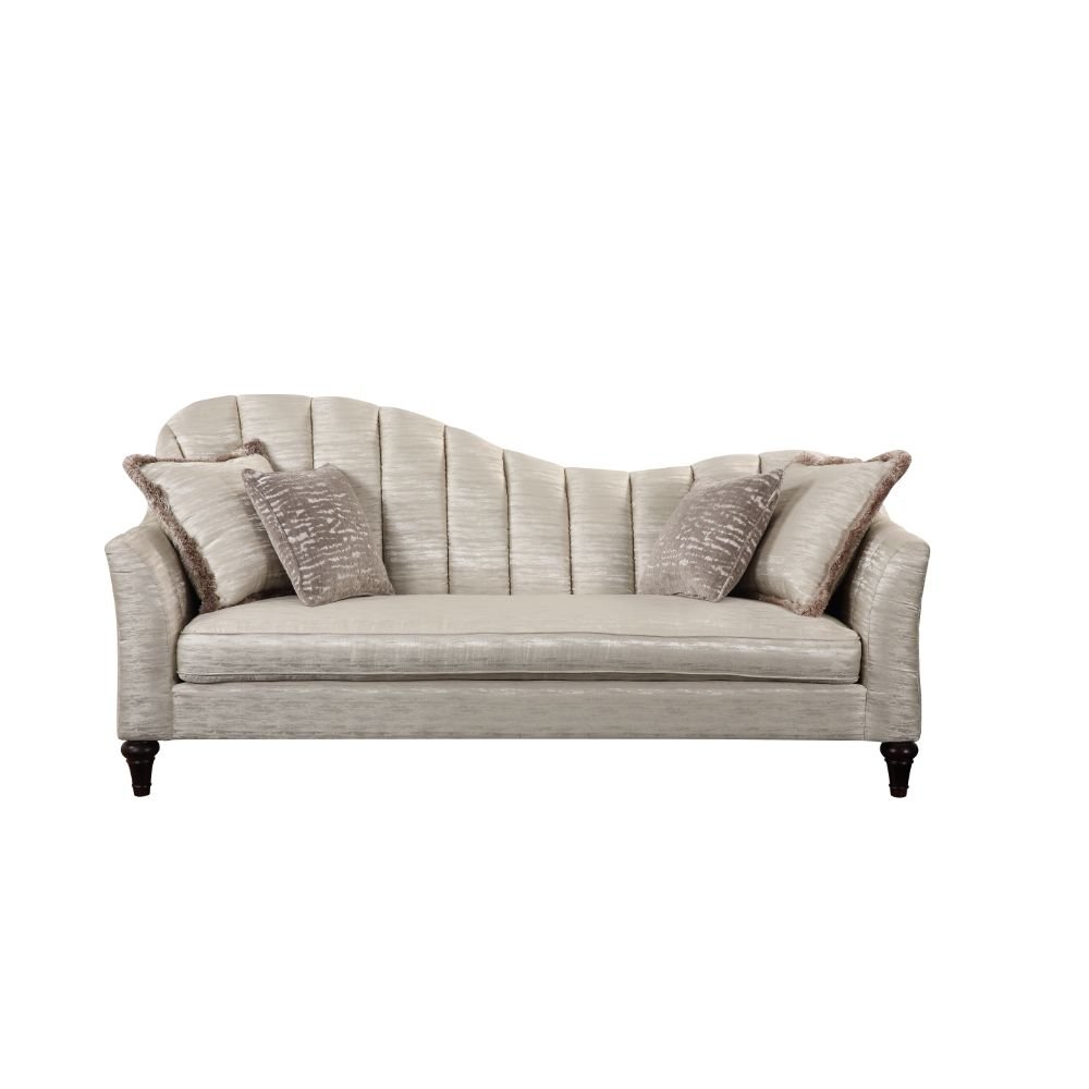 Athalia Sofa W/4 Pillows 55305 Shimmering Pearl Fabric | Acme | Home Elegance USA