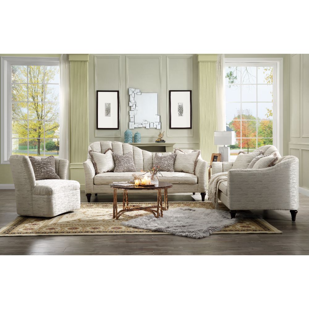 Athalia Sofa W/4 Pillows 55305 Shimmering Pearl Fabric | Acme | Home Elegance USA