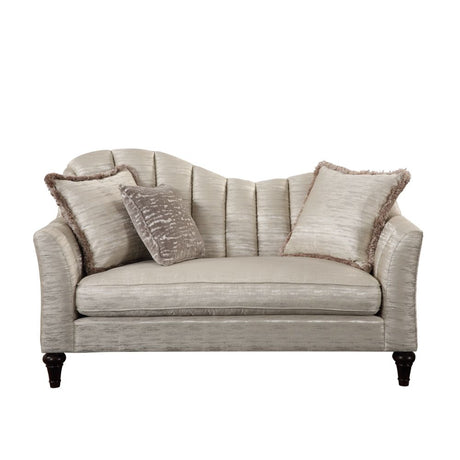 Athalia Loveseat W/3 Pillows 55306 Shimmering Pearl Fabric | Acme - 55306 - Home Elegance USA - 2