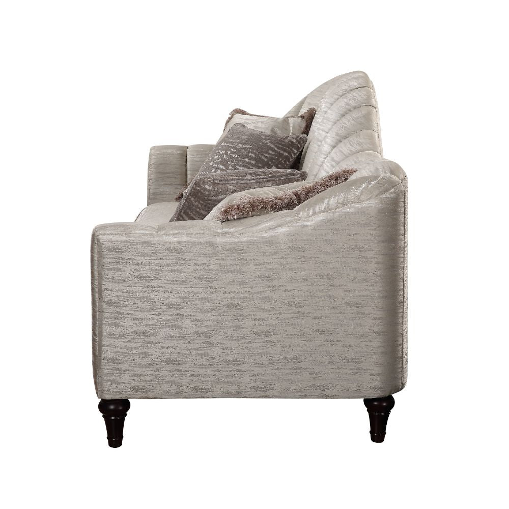 Athalia Loveseat W/3 Pillows 55306 Shimmering Pearl Fabric | Acme - 55306 - Home Elegance USA - 3