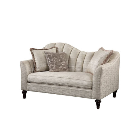 Athalia Loveseat W/3 Pillows 55306 Shimmering Pearl Fabric | Acme | Home Elegance USA