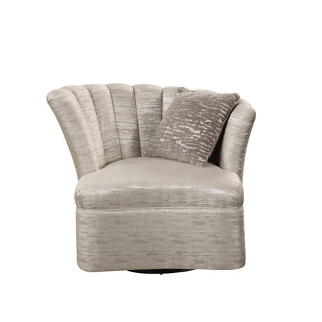 Athalia Swivel Chair W/Pillow 55307 Shimmering Pearl Fabric | Acme - 55307 - Home Elegance USA - 2