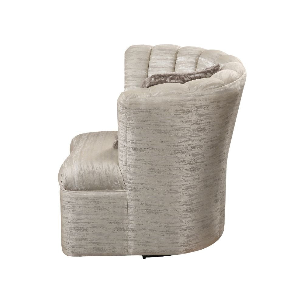 Athalia Swivel Chair W/Pillow 55307 Shimmering Pearl Fabric | Acme - 55307 - Home Elegance USA - 3