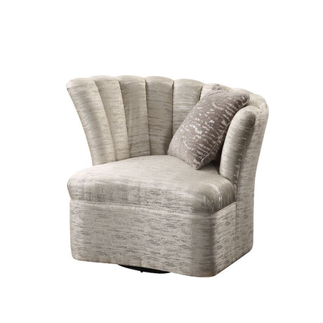 Athalia Swivel Chair W/Pillow 55307 Shimmering Pearl Fabric | Acme - 55307 - Home Elegance USA - 1