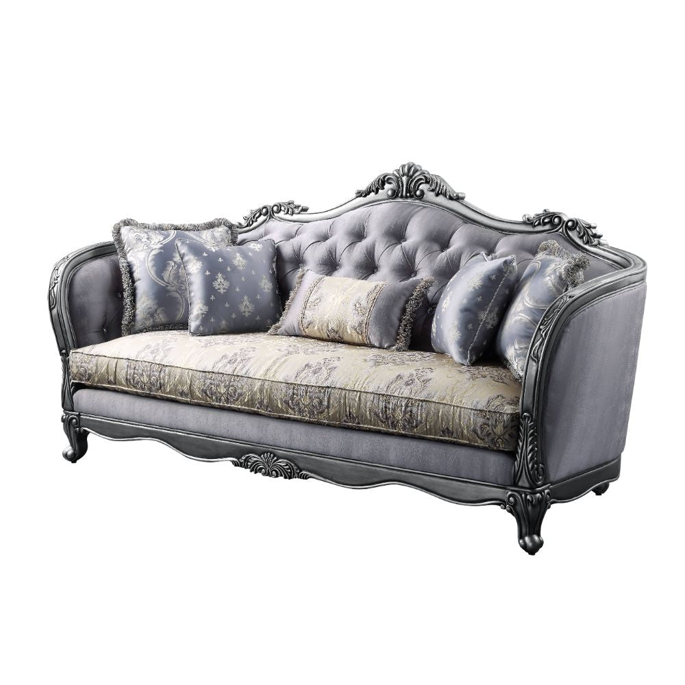 Ariadne Sofa W/5 Pillows 55345 Fabric & Platinum Finish | Acme - 55345 - Home Elegance USA - 1