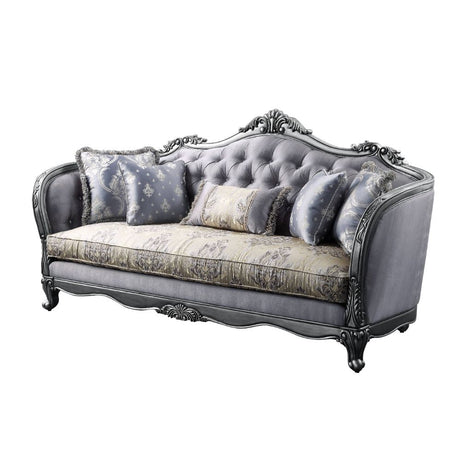 Ariadne Sofa W/5 Pillows 55345 Fabric & Platinum Finish | Acme | Home Elegance USA