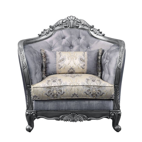 Ariadne Chair W/Pillow 55347 Fabric & Platinum Finish | Acme - 55347 - Home Elegance USA - 2