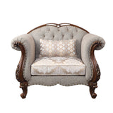 Acme - Miyeon Chair W/Pillow 55367 Fabric & Cherry Finish