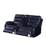 Aashi Motion Loveseat W/Console 55371 Navy Leather - Gel Match | Acme | Home Elegance USA