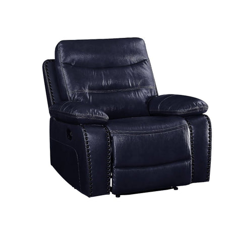 Acme - Aashi Motion Recliner 55372 Navy Leather-Gel Match