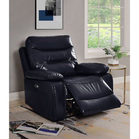Acme - Aashi Power Motion Recliner 55373 Navy Leather-Gel Match