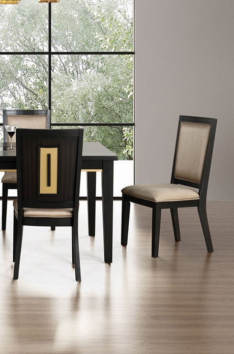 7pc Dining Set Contemporary Espresso Dining Table Glass Insert Top 6x Chairs Wooden Kitchen Dining Room Furniture - sold by Home Elegance USA