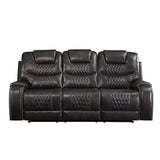 Braylon Motion Sofa 55410 Magnetite Synthetic Leather | Acme | Home Elegance USA