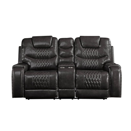 Acme - Braylon Motion Loveseat W/Console 55411 Magnetite Synthetic Leather