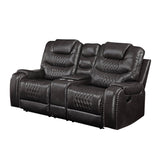 Braylon Motion Loveseat W/Console 55411 Magnetite Synthetic Leather | Acme | Home Elegance USA