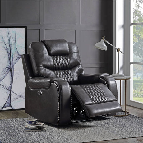 Acme - Braylon Power Motion Recliner 55413 Magnetite Synthetic Leather