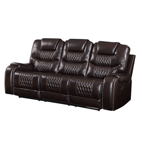 Braylon Motion Sofa 55415 Brown Synthetic Leather | Acme | Home Elegance USA