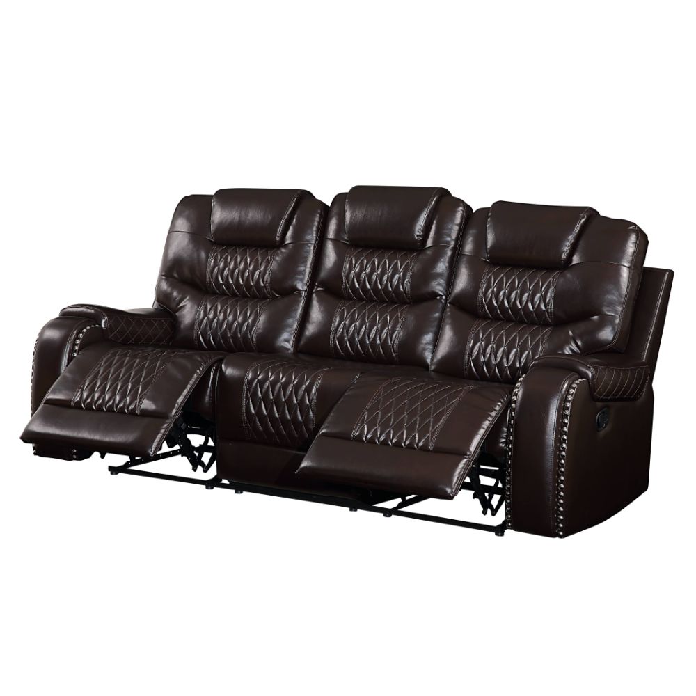 Braylon Motion Sofa 55415 Brown Synthetic Leather | Acme - 55415 - Home Elegance USA - 5