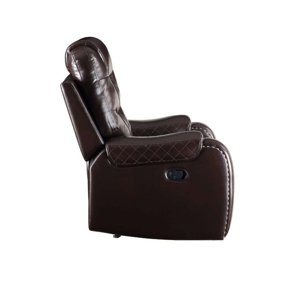 Braylon Motion Loveseat W/Console 55416 Brown Synthetic Leather | Acme | Home Elegance USA