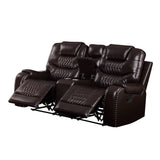 Braylon Motion Loveseat W/Console 55416 Brown Synthetic Leather | Acme | Home Elegance USA