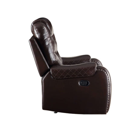 Acme - Braylon Motion Recliner 55417 Brown Synthetic Leather