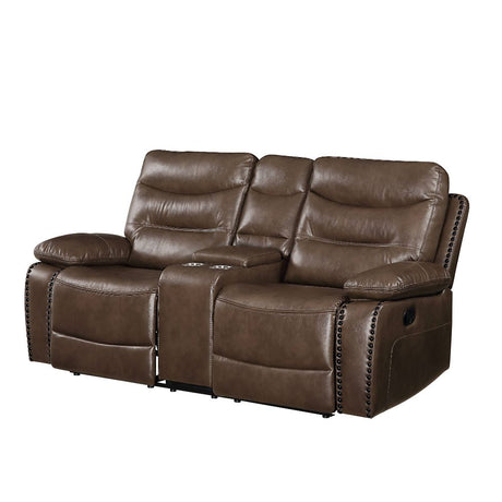 Aashi Motion Loveseat W/Console 55421 Brown Leather - Gel Match - 55421 - image - 1