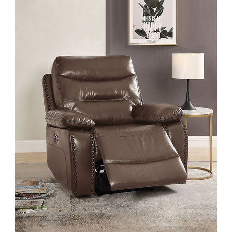 Acme - Aashi Power Motion Recliner 55423 Brown Leather-Gel Match