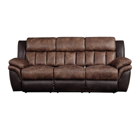 Acme - Jaylen Motion Sofa 55425 Toffee & Espresso Polished Microfiber