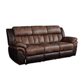 Acme - Jaylen Motion Sofa 55425 Toffee & Espresso Polished Microfiber