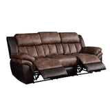 Acme - Jaylen Motion Sofa 55425 Toffee & Espresso Polished Microfiber