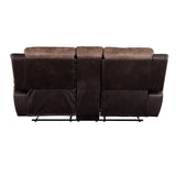 Acme - Jaylen Motion Loveseat W/Console 55426 Toffee & Espresso Polished Microfiber