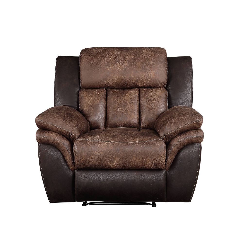 Acme - Jaylen Motion Recliner 55427 Toffee & Espresso Polished Microfiber